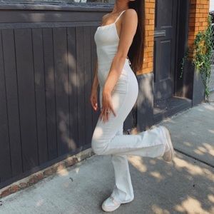 white flare jumpsuit